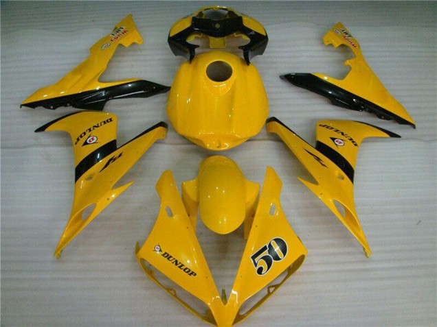 2004-2006 Yamaha YZF R1 Motorcycle Fairings - Yellow Glossy Black Dunlop 50 UK