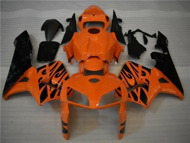 Best 2005-2006 Honda CBR600RR Motorcycle Fairing - Orange Black Flame UK