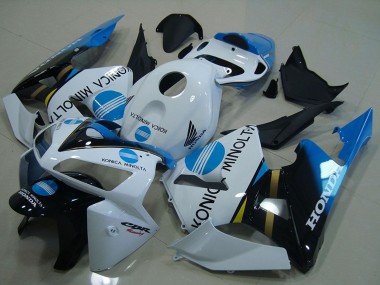 Best 2005-2006 Honda CBR600RR Motorcycle Fairings - White Blue Glossy Black Konica Minolta UK