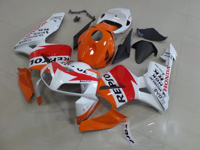 2005-2006 Honda CBR600RR Motorcycle Fairings Kit - Orange White Red Glossy Black Repsol UK