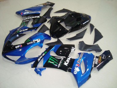 Best 2005-2006 Kawasaki ZX6R Motorcycle Fairings - Blue Glossy Black Green Monster UK