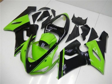 Best 2005-2006 Kawasaki ZX6R Motorcycle Fairing - Green Glossy Black UK