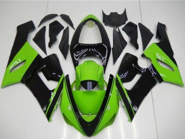 Best 2005-2006 Kawasaki ZX6R Motorcycle Fairing - Green Glossy Black UK