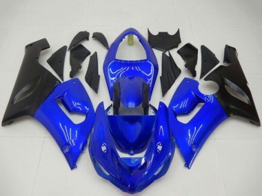 Best 2005-2006 Kawasaki ZX6R Motorcycle Fairings - Blue Matte Black UK