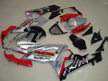 Best 2005-2006 Suzuki GSXR 1000 Motorcycle Fairings - Silver Red Black Hooters UK