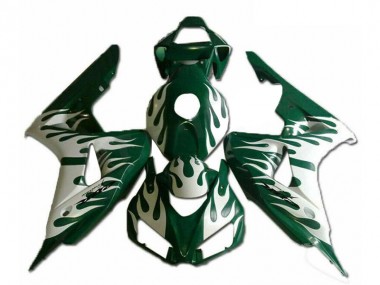 Best 2006-2007 Honda CBR1000RR Motorcycle Fairings - White Green Flame UK