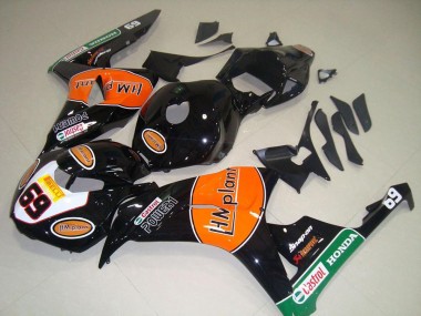 Best 2006-2007 Honda CBR1000RR Motorcycle Fairings - Glossy Black Orange Green Hm Plant Racing 69 UK