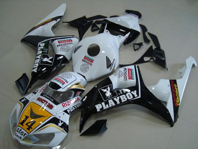 2006-2007 Honda CBR1000RR Motorcycle Fairings - White Yellow Glossy Black Denso Playboy 14 UK
