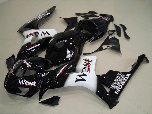 2006-2007 Honda CBR1000RR Motorcycle Fairings - Glossy Black White West UK