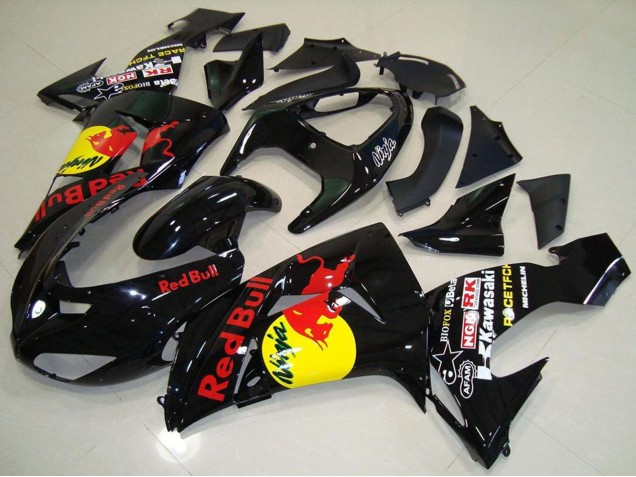 2006-2007 Kawasaki ZX10R Motorcycle Fairings - Glossy Black Yellow Red Bull UK