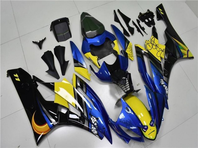 2006-2007 Yamaha YZF R6 Motorcycle Fairings - Blue Yellow Glossy Black Shark UK