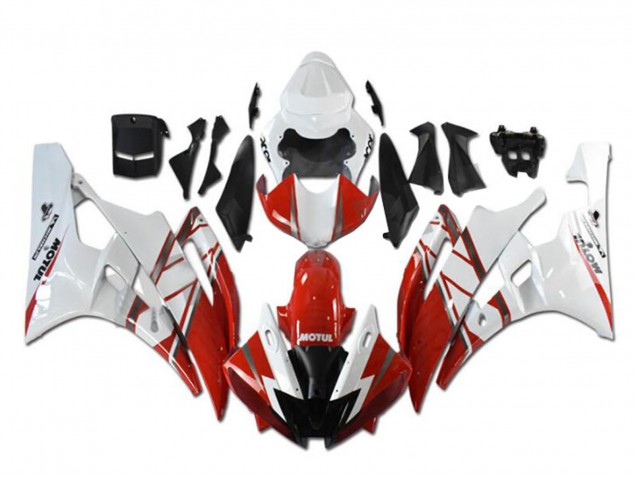 2006-2007 Yamaha YZF R6 Motorcycle Fairings - White Red Black Motul Michelin UK