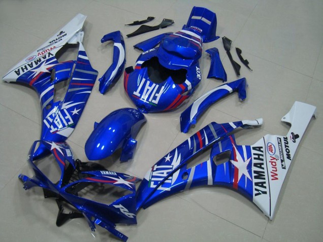 2006-2007 Yamaha YZF R6 Motorcycle Fairings - White Blue Fiat Motul Michelin UK