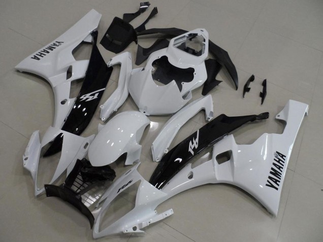 2006-2007 Yamaha YZF R6 Motorcycle Fairings - White Glossy Black UK