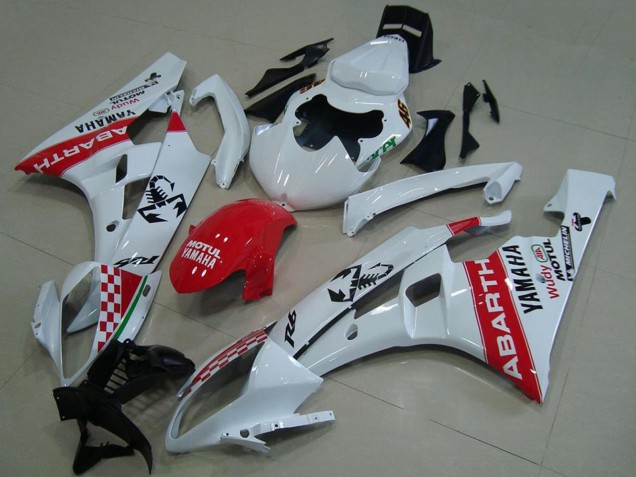 2006-2007 Yamaha YZF R6 Motorcycle Fairings - White Red Motul Michelin Abarth UK