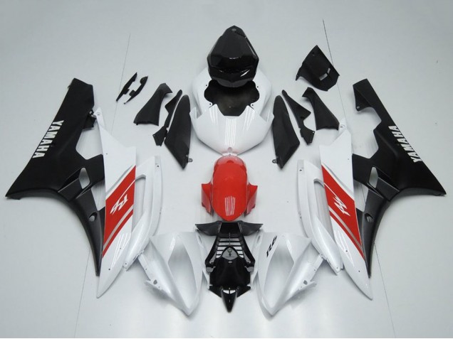 2006-2007 Yamaha YZF R6 Motorcycle Fairing - White Red Matte Black UK