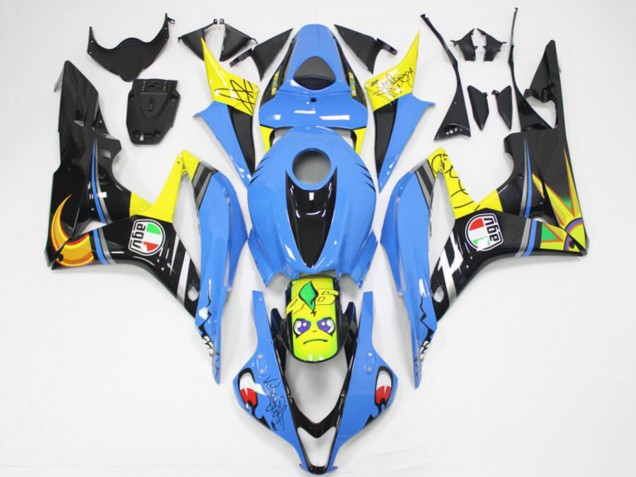 2007-2008 Honda CBR600RR Motorcycle Fairings - Light Blue Yellow Glossy Black Shark UK
