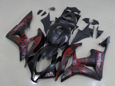 Best 2007-2008 Honda CBR600RR Motorcycle Fairings - Matte Black Red Skull UK