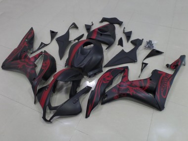 Best 2007-2008 Honda CBR600RR Motorcycle Fairings - Matte Black Red Skull with Stripe UK