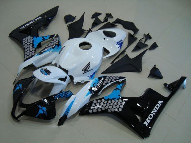 Best 2007-2008 Honda CBR600RR Motorcycle Fairing Kits - White Blue Glossy Black UK