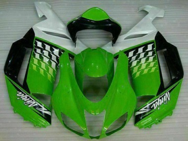 Best 2007-2008 Kawasaki ZX6R Motorcycle Fairings - Green White Ninja UK