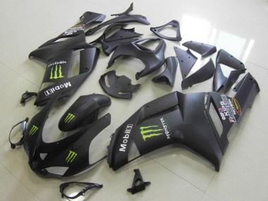 Best 2007-2008 Kawasaki ZX6R Motorcycle Fairings - Matte Black Monster UK