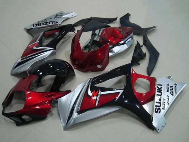 2007-2008 Suzuki GSXR 1000 Motorcycle Fairing - Red Silver Glossy Black UK