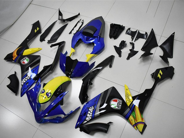2007-2008 Yamaha YZF R1 Motorcycle Fairings - Blue Yellow Black Shark UK