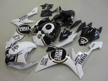 Best 2007-2008 Yamaha YZF R1 Motorcycle Fairings - White Black Lucky Strike UK
