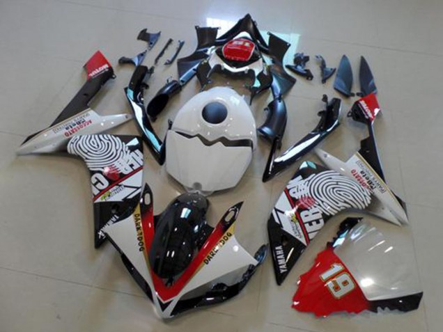2007-2008 Yamaha YZF R1 Motorcycle Fairings - White Red Black Yellow Dark Dog UK