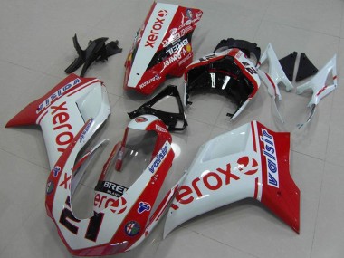 Best 2007-2014 Ducati 848 1098 1198 Motorcycle Fairings - White Red Glossy Black Valsir Xerox OEM Style 21 UK