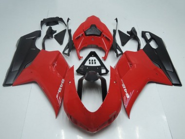 Best 2007-2014 Ducati 848 Motorcycle Fairings - Red Matte Black OEM Style UK