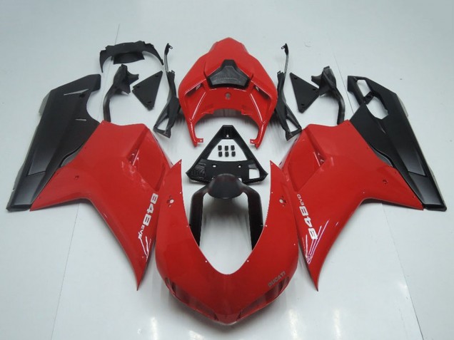 2007-2014 Ducati 848 Motorcycle Fairings - Red Matte Black OEM Style UK