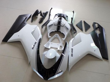 Best 2007-2014 Ducati 848 Motorcycle Fairing - White Matte Black UK