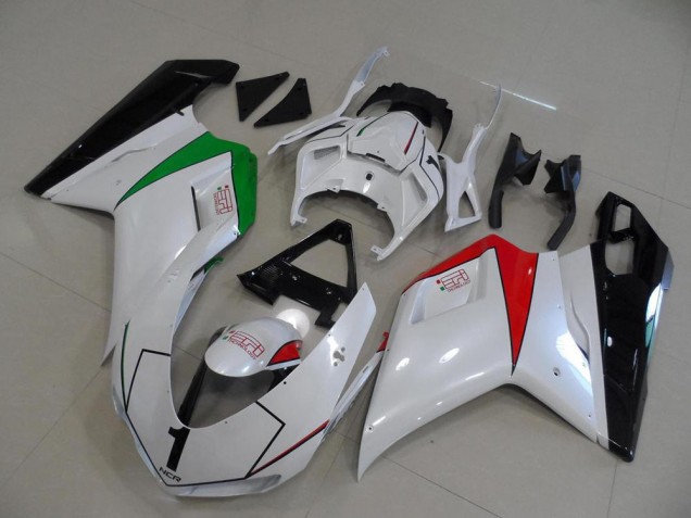 2007-2014 Ducati 848 1098 1198 Motorcycle Fairings - Glossy White Red Green Glossy Black UK