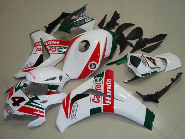 2008-2011 Honda CBR1000RR Motorcycle Fairings - White Red Dark Green Castrol UK