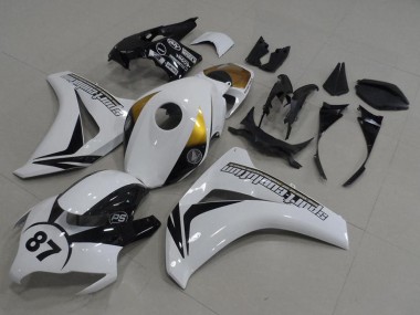 Best 2008-2011 Honda CBR1000RR Motorcycle Fairings - White Gold Glossy Black 87 UK