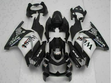 Best 2008-2012 Kawasaki EX250 Motorcycle Fairings - Glossy Black White West UK