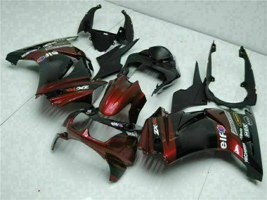Best 2008-2012 Kawasaki EX250 Motorcycle Fairings - Glossy Black Maroon Red UK