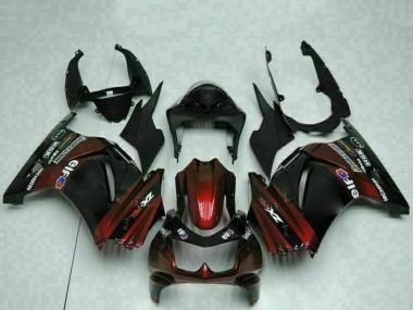 Best 2008-2012 Kawasaki EX250 Motorcycle Fairings - Glossy Black Maroon Red UK