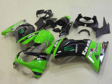 Best 2008-2012 Kawasaki ZX250R Motorcycle Fairings - Green Glossy Black Elf Monster Bridgestone UK
