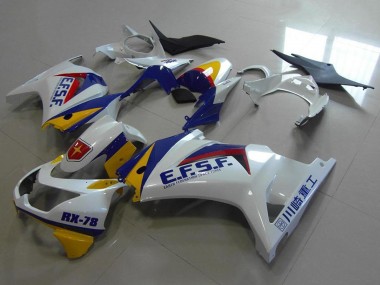 Best 2008-2012 Kawasaki ZX250R Motorcycle Fairings - White Yellow Blue Red EFSF RX-78 UK