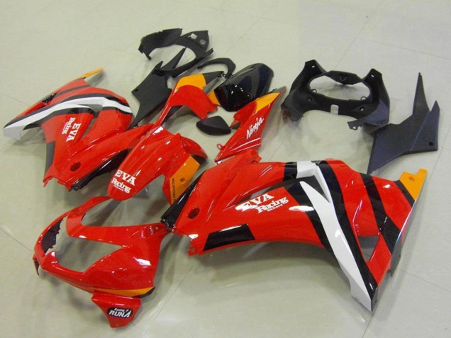 2008-2012 Kawasaki ZX250R Motorcycle Fairings - Red Orange White Black Eva Racing UK