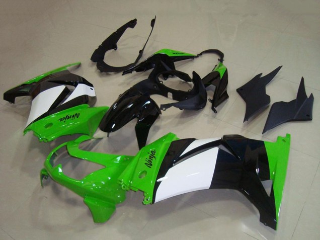 2008-2012 Kawasaki ZX250R Motorcycle Fairings - Green White Glossy Black UK
