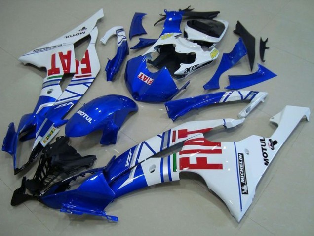 2008-2016 Yamaha YZF R6 Motorcycle Fairings - White Blue Red Fiat Motul Michelin UK