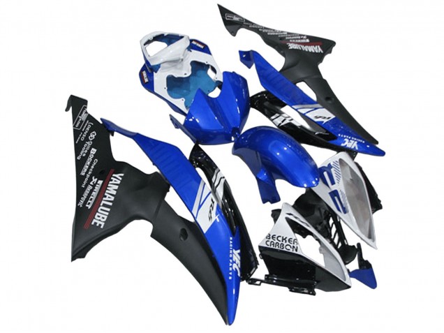 2008-2016 Yamaha YZF R6 Motorcycle Fairings - White Blue Matte Black Yamalube UK