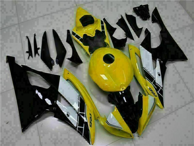 2008-2016 Yamaha YZF R6 Motorcycle Fairings - Yellow White Glossy Black UK