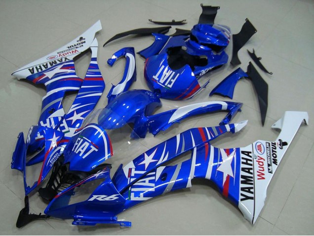 2008-2016 Yamaha YZF R6 Motorcycle Fairings - White Blue Fiat Motul Michelin UK