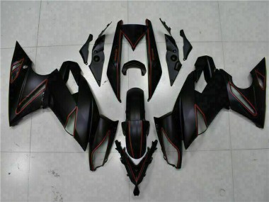 Best 2009-2011 Kawasaki EX650 Motorcycle Fairings - Matte Black Red Stripe UK
