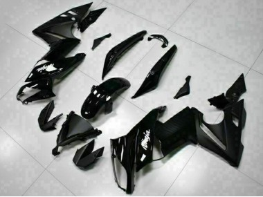 Best 2009-2011 Kawasaki EX650 Motorcycle Fairings - Glossy Black White Decal UK